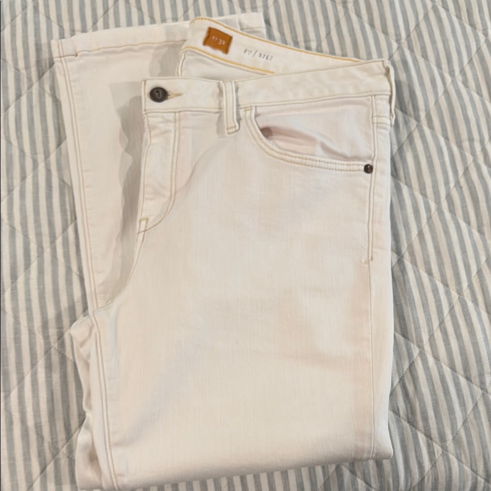 Pilcro and the Letterpress Stet White Straight Leg Jeans